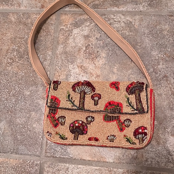 Anthropologie The Fiona Beaded Bag: Food & Drink Edition Mushroom NWT - Picture 4 of 16